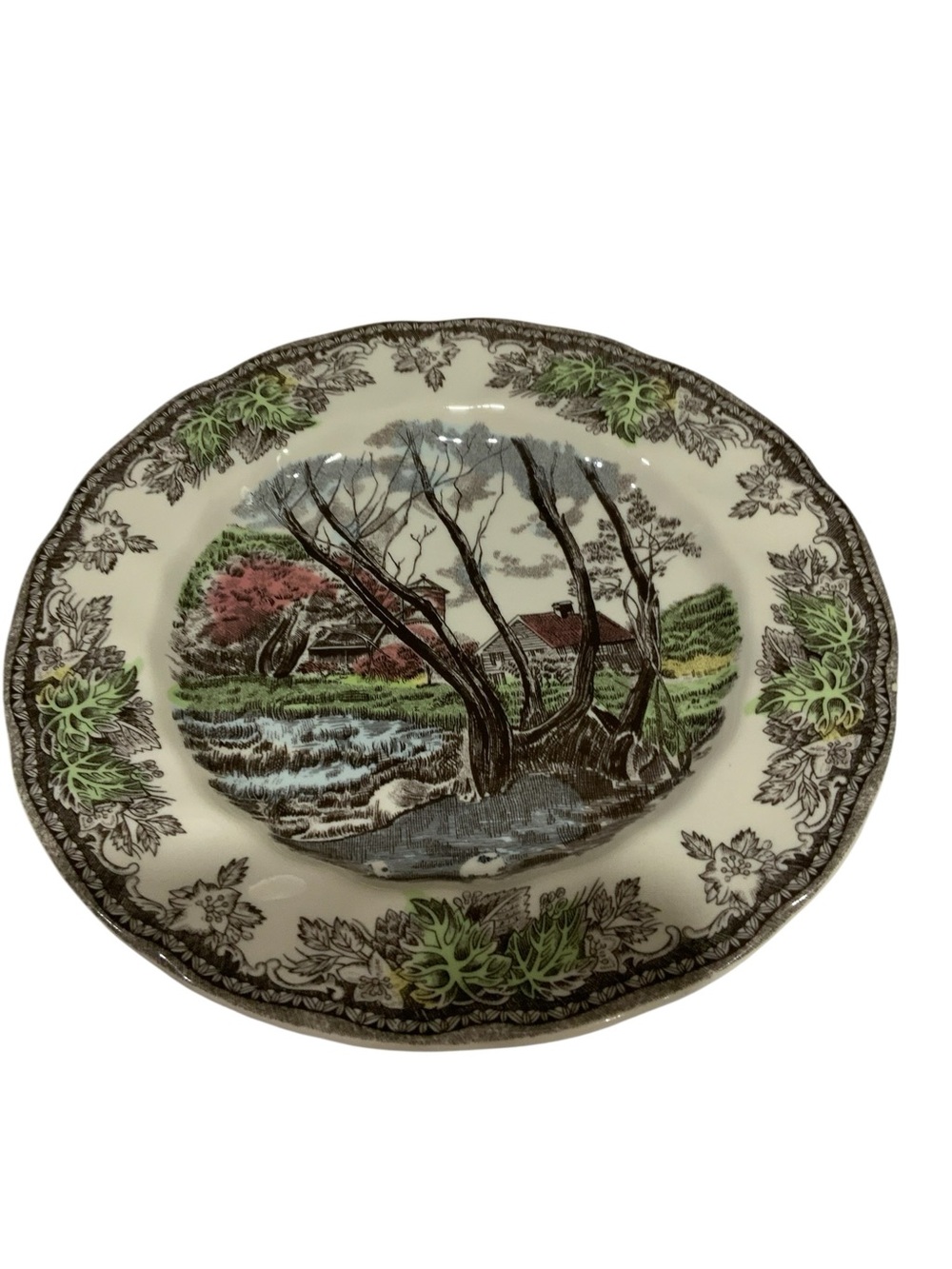 4-VTG JOHNSON BROTHERS The Friendly Village Salad PlatesWillow By The Brook 7.5”